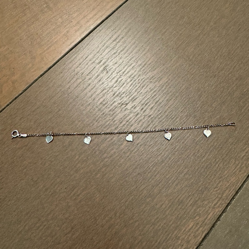Silver heart charm bracelet